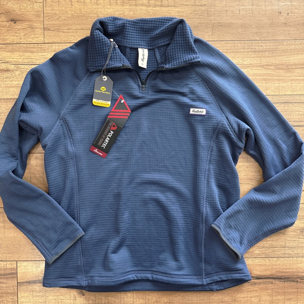 NEW Fayettechill Women L Grace 1/4 Zip‎ Pullover Fleece Polartec Glass Blue Hike